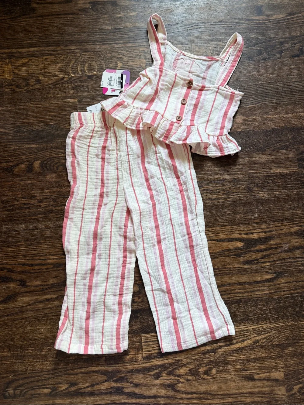 Disney Minnie Mouse Toddler Girls Pink Stripe Two-Piece Gauze Set